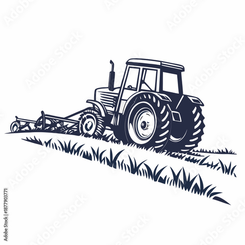 Agricultural tractor in field