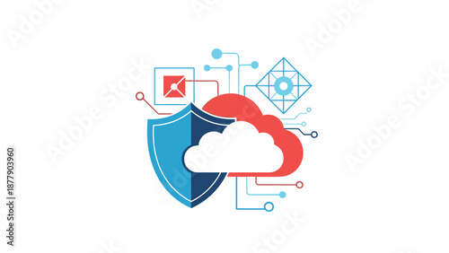 Cloud Security Shield Protection Concept Icon.