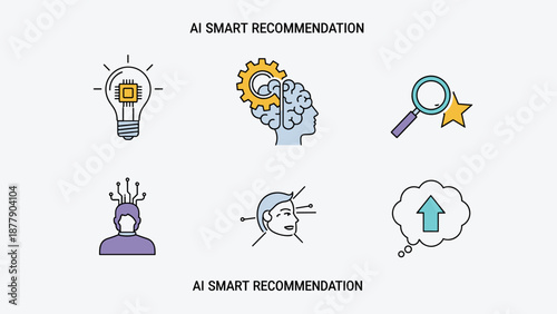 AI Icons Representing Smart Recommendation Systems.