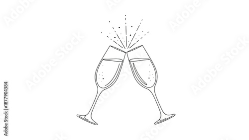 Elegant champagne glasses clinking in celebration