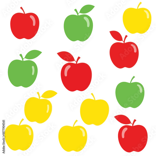 Colorful Apples Illustration with Various Colors.