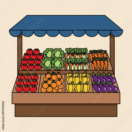 Colorful Fresh Fruits and Vegetables on Display.