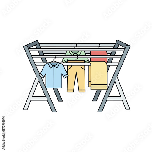 Clothes Hanging on Drying Rack.