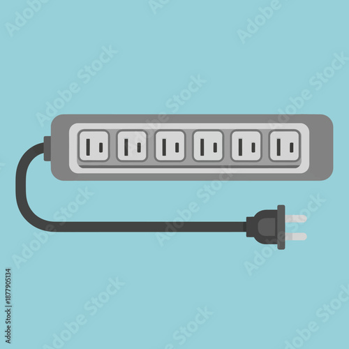 Gray Power Strip with Six Outlets.