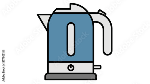 Blue Electric Kettle Modern Kitchen Appliance.