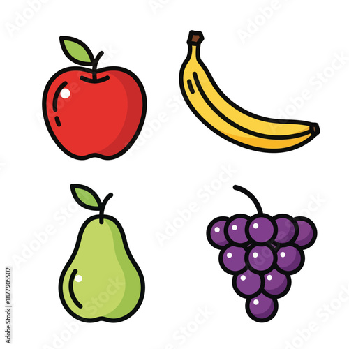 Assorted Fresh Fruits Apple Banana Pear Grapes.