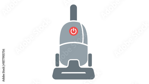 Gray Vacuum Cleaner with Red Power Button.
