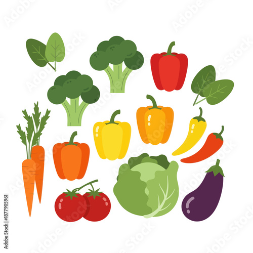 Assorted Vegetables and Fruits in Illustration.