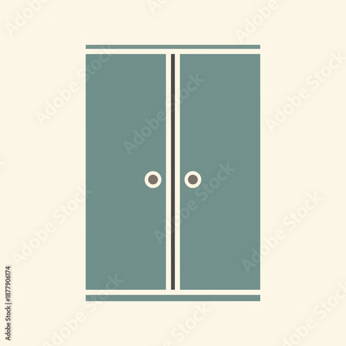 Simple Teal Double Door Cabinet Illustration.