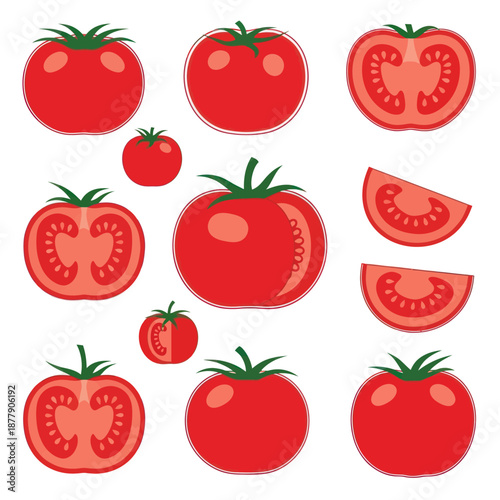 Collection of Various Tomatoes and Slices.