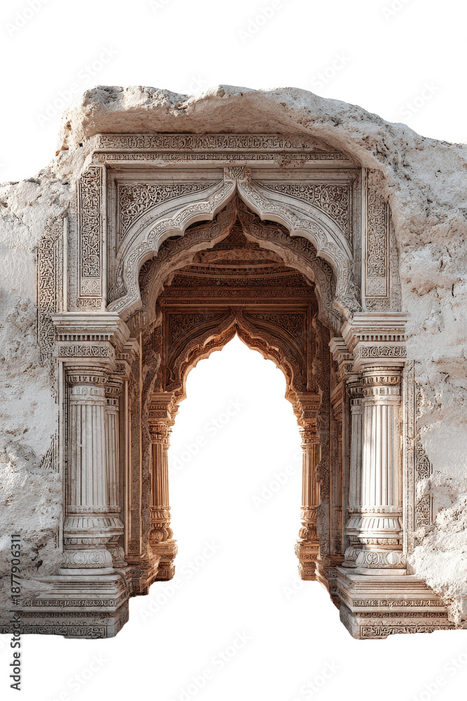 Fototapeta premium Ancient Indian Stone Archway with Intricate Carvings