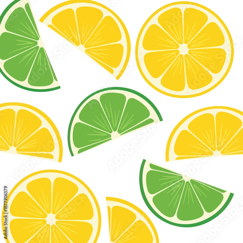 Lemon and Lime Slices Pattern Illustration.