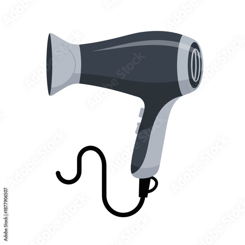 Black and Grey Hair Dryer Illustration.