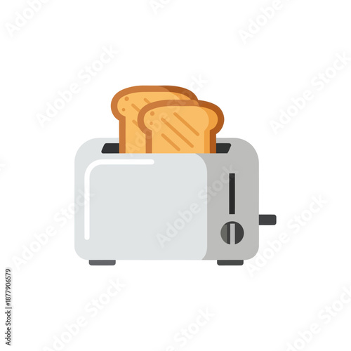 White Toaster with Toasted Bread Inside.