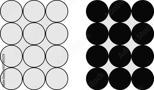 Abstract black and white circles geometric pattern background graphic design concept contrasting monochrome minimalist shapes illustration for data comparison presentations website banners and abstrac