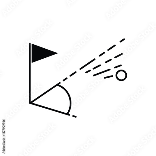 Soccer Corner Kick Icon Minimalist Football Goal Line Vector Illustration