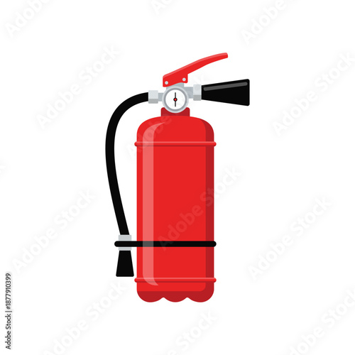 Fire extinguisher flat vector illustration isolated on white background. Safety equipment icon