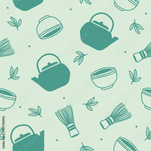 Cute matcha pattern background vector design