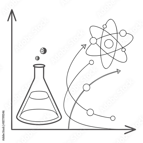 Chemical reaction energy profile visualization representing reaction progress and energy changes.