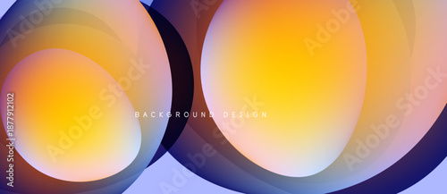 Abstract circles blend vibrant orange, purple hues. Modern design features smooth gradients, dynamic shapes, clean aesthetic. Background suggests innovation, creativity.