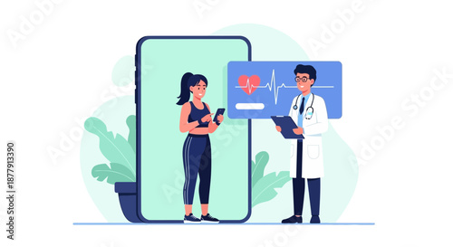 Telehealth Consultation Doctor and Patient Connecting Through Technology.