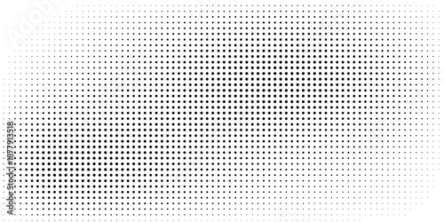 Halftone dotted gradient. Screen tone bg. Black pixel speckle wave background. Retro noise effect comic pattern. Retro grain dust overlay. Dot grid print banner. Grungy faded dirt dust vintage design