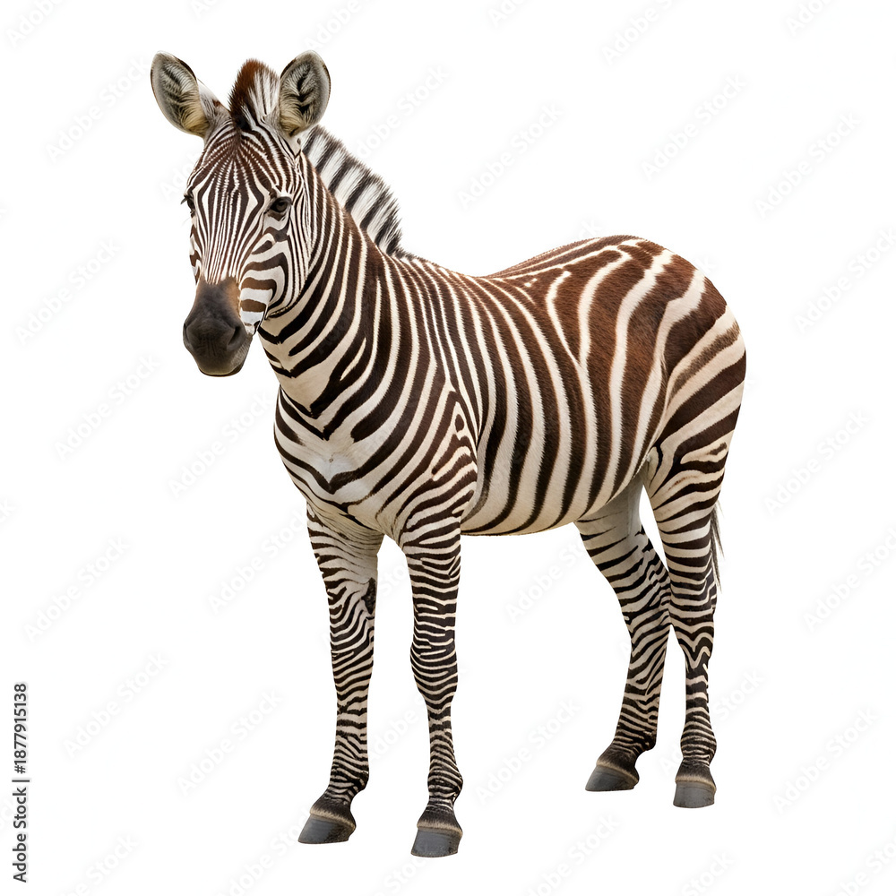 Fototapeta premium Mountain Zebra Mammal Wildlife Isolated on White