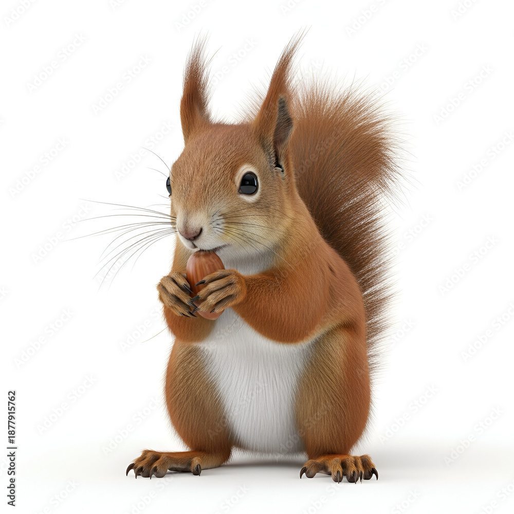 Obraz premium Red squirrel climbing tree branch