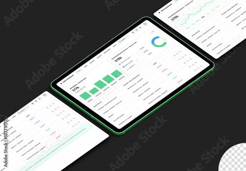 Multi Screen Tablet Mockup Isolated