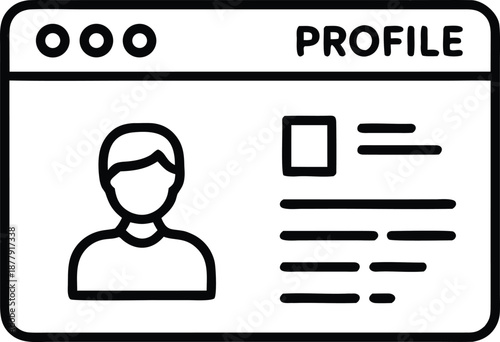 User profile web browser window interface with avatar and biography description for social media accounts