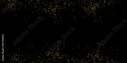 Gold glitter texture on a black background. illustration