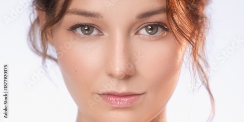 Natural Beauty Portrait of Woman With Clean Skin and Soft Expression