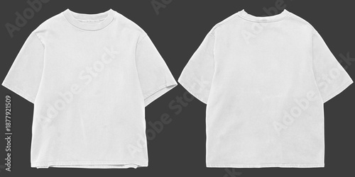 Foto Front and back white oversized boxy tshirt mockup, transparent background