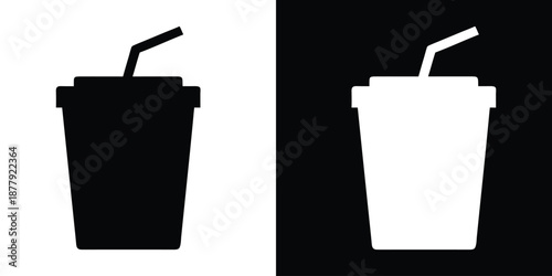 Soft drink cup with straw vector icon