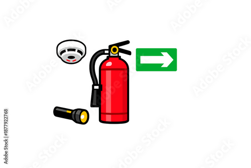 Fire safety equipment and emergency exit sign