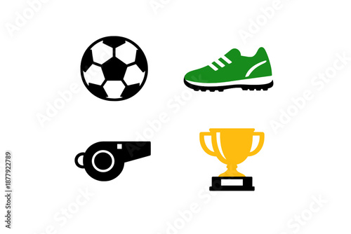Glowing soccer cleat and trophy on dark background