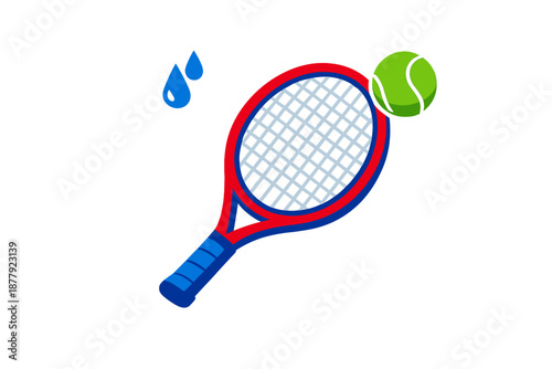 Tennis racket and ball with glowing neon effect