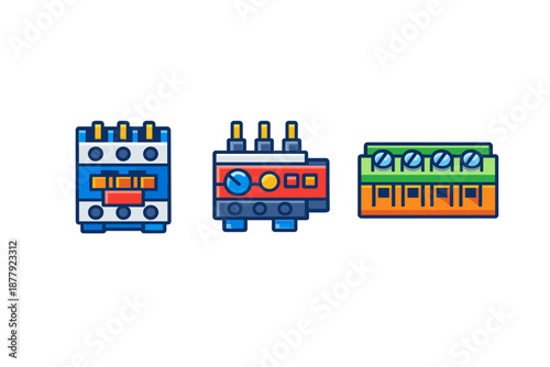 Set of electrical components icons