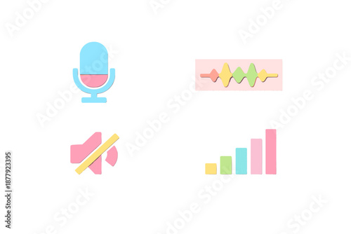 Set of four colorful flat icons with glowing effect