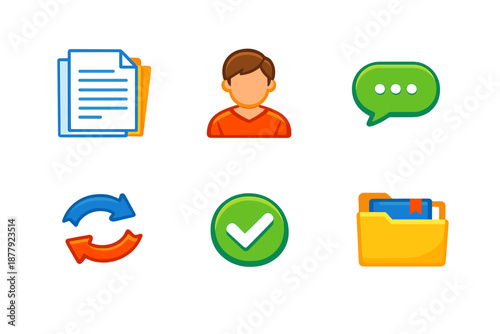 Collection of modern UI icons with glowing neon effect