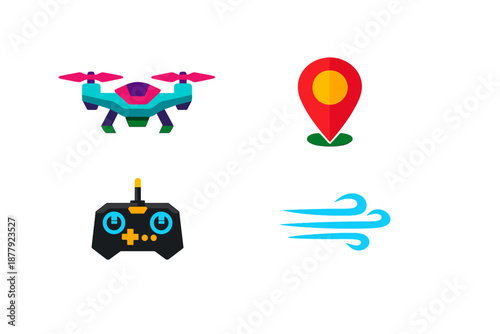 Drone, Remote Control, and Navigation Pin Icons