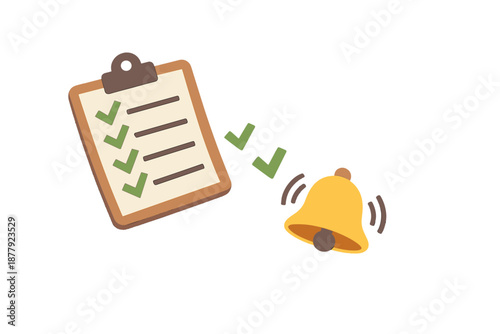 Checklist with notifications and ringing bell