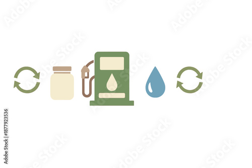 Energy icons with recycling symbols
