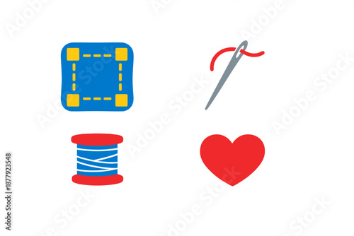 Sewing icons with glowing neon effect