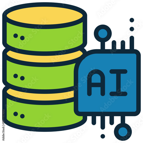 database server cloud hardisk cyber ai technology filled outline icon