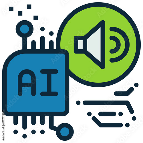 loud sound control volume ai technology artificial intelligence filled outline icon