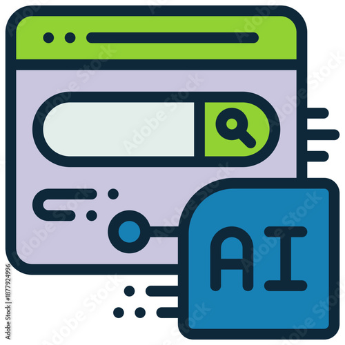 search finding website internet online cyber ai technology filled outline icon