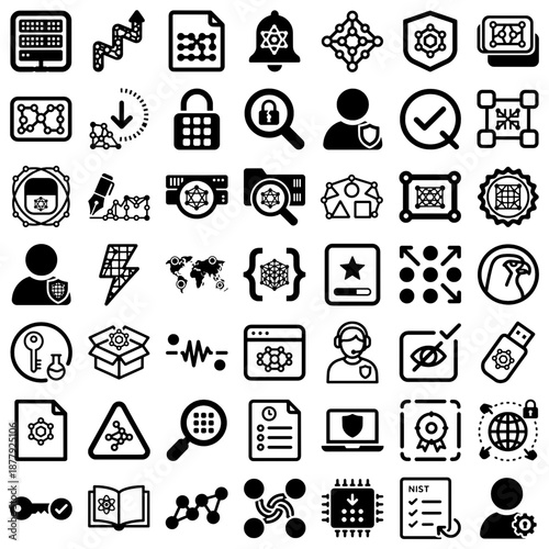 Post-Quantum Cryptography PQC Rounded Accessibility Icons Vector