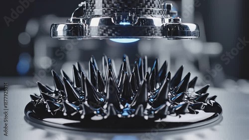 Quantum Computing Breakthroughs concept. Sleek chrome detail with a reflective dome under soft lighting.