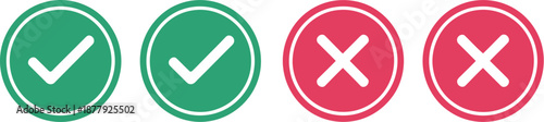 Green checkmarks and red crosses icons, yes or no options, survey